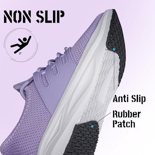 Womens Walking Trainers Lace up Sports Running Shoes Non Slip Purple 8.5 — view 3
