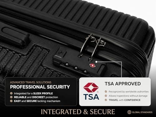 Larkbury Hard Shell Expandable Suitcase, Lightweight PC+ABS Travel Luggage with TSA Lock, Double Spinner Wheels & High Capacity Storage (Black, 28" in) — view 3