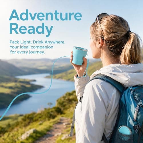 Qukkubiv 3Pcs Collapsible Travel Cup, 260ml Silicone Foldable Camping Cups — view 4
