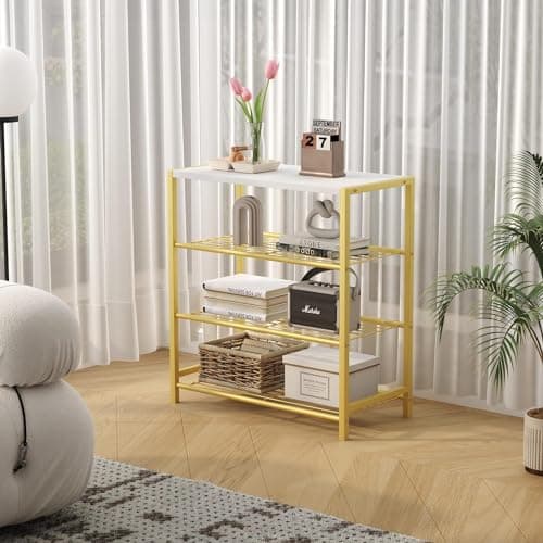 HOME BI 4-Tier Metal Shoe Rack, Storage Organizer Shelf for Closet, Hallway, Entryway, Living Room, Gold — view 5