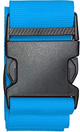 Personalised Luggage Strap with Name – Custom Embroidered Suitcase Belt 180cm x 5cm – Adjustable Travel Baggage Strap for Easy Identification – 100% Polypropylene Material (Sky)