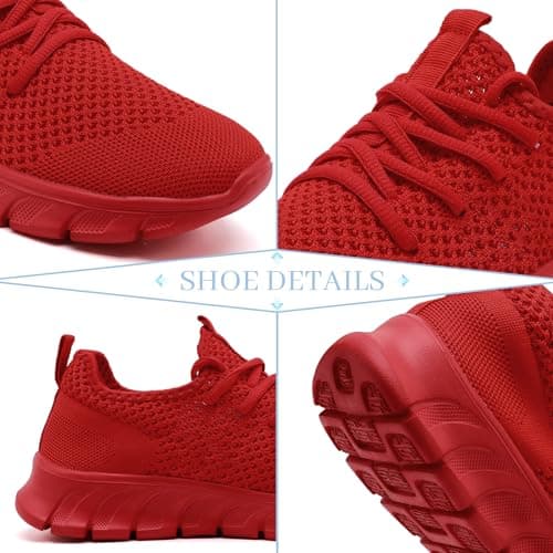 Mens Womens Trainers Running Shoes Slip On Gym Sports Red Size 9 UK — view 5