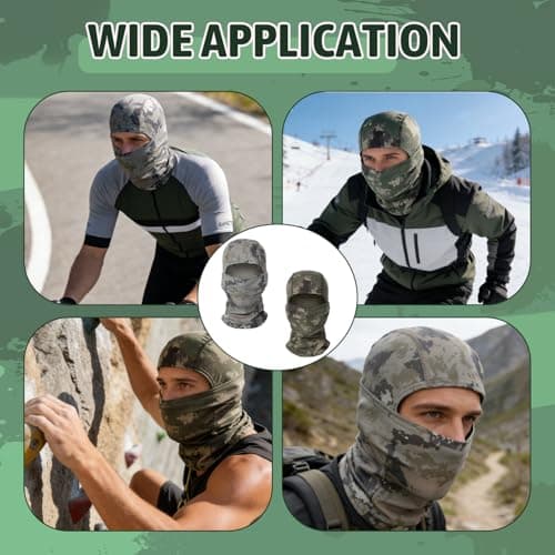 Bloomique 2PCS Balaclava Face Masks, Ski Mask Neck Warmer Lightweight Breathable Elastic Multifunctional Full Face Cover UV Protection and Wind Protection Unisex Men Women (Black) (camouflage) — view 6