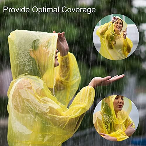 4 Pack Disposable Rain Ponchos, Waterproof Ponchos Adults Rain Poncho Emergency Waterproof Rain Coat Poncho with Drawstring and Hood, Suitable for Festivals, Camping, Hiking and Everyday Commute — view 4