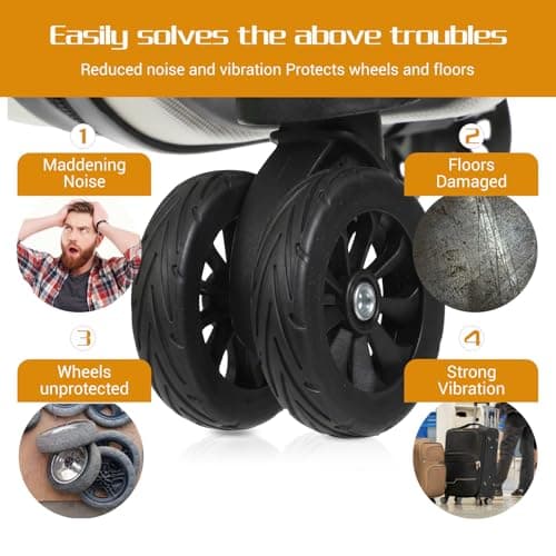 8pcs Suitcase Wheels Replacement, Ymapinc Suitcase Wheel Protectors, Wear-Resistant Anti-Noise Luggage Wheel Covers, Silicone Spinner Wheels Protectors for 2-2.4", Essential Travel Accessories (Black) — view 3