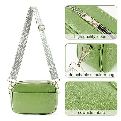 TIAASTAP Crossbody Bags for Women - Leather Handbags & Shoulder Bags Ladies Camera Cross Body Bag with Adjustable Wide Strap and Chain for Travel Shopping Work (Green) — view 4