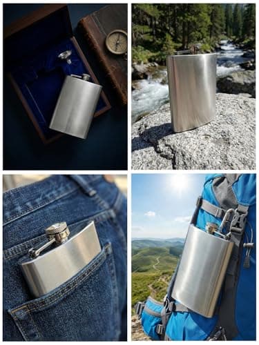 Yikki 2 Pack Hip Flask, 8 Oz Flask Alcohol with Funnel (Silver) — view 6