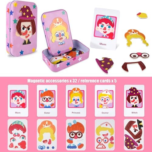 ASTARON Magnetic Puzzle for Toddlers, 32 pcs Puzzles Portable Travel Toys for Kids, Plane Car Activities Educational Learning Toy Birthday Gifts for Girls — view 2
