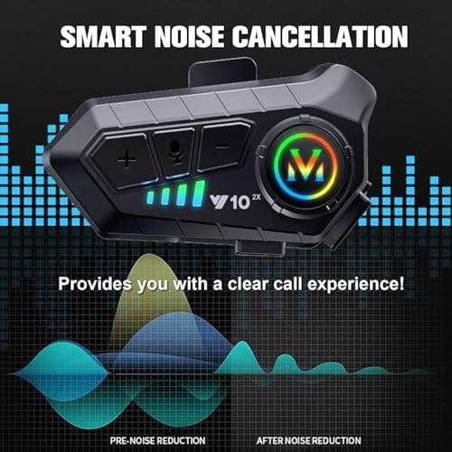 Motorcycle Intercom Helmet Bluetooth 5.3 Headset With Mic IPX6 Waterproof — view 3