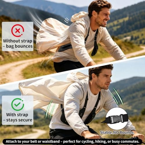 Underarm Shoulder Bag for Men & Women - Hidden Anti-Theft Double Shoulder Armpit Bag, Faux Leather RFID Protection with Elastic Connecting Strap for Travel, Work and Hiking — view 2