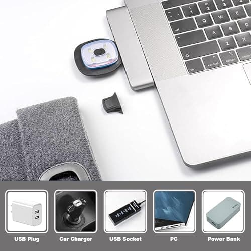 Rynli Rechargeable LED Beanie Hat – Waterproof USB Rechargeable 4-LED Headlamp, Hands-Free Winter Head Torch Cap for Hiking, Camping, Running, Dog Walking & Perfect Gifts for Men UK — view 2