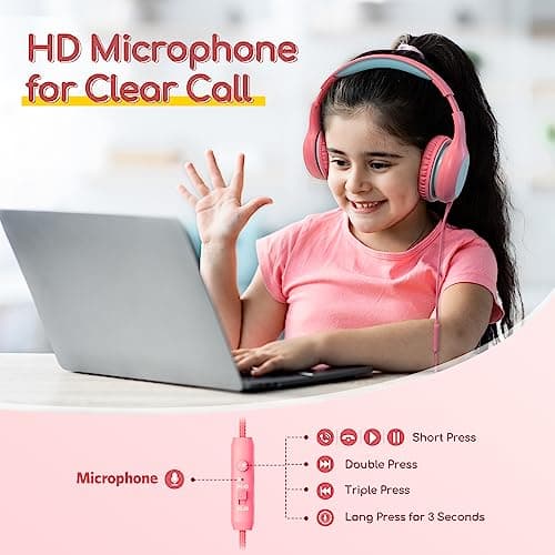 EarFun Kids Headphones Wired with Mic, 85/94dB Volume Limit — view 3