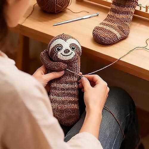 Raccoon Brown 3D Knit Animal Socks 2026 New Novelty Floor Sock for Christmas Cute Hand Crochet Winter Warm socks Adults Breathable Black White Crocheted Stockings Wine Orange Blue Anti Sweat Design — view 2