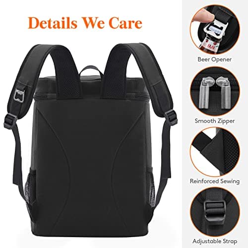 Lifewit 36 Cans Backpack Cooler Waterproof Insulated Soft Lunch Backpack Lightweight Leakproof Cooler Bag for Men Women Adults for Work Picnics Beach Camping Travel Outdoor Activities, Black — view 6