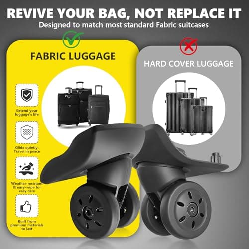 Luggage Wheels Replacement Wheel for Luggage Suitcase Repair 360° Rotating Suitcase Replacement Wheels with 4 Mounting Holes BH061 (H061-Front Wheel) — view 6