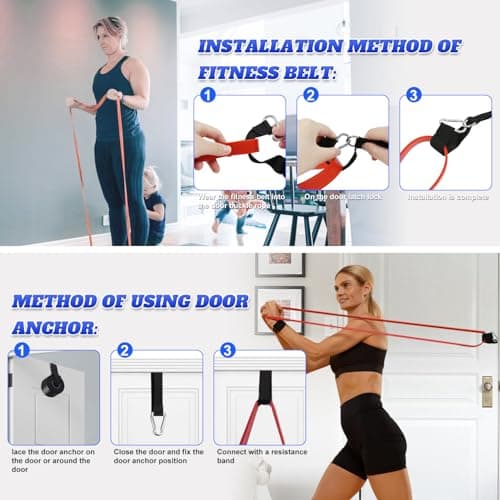 Resistance Bands Set for Men & Women - 5 Levels Exercise Band with Door Anchor, Pull Up Bands for Strength Training, Stretching, Powerlifting, Home Workouts, and CrossFit (5-125LBS) — view 6
