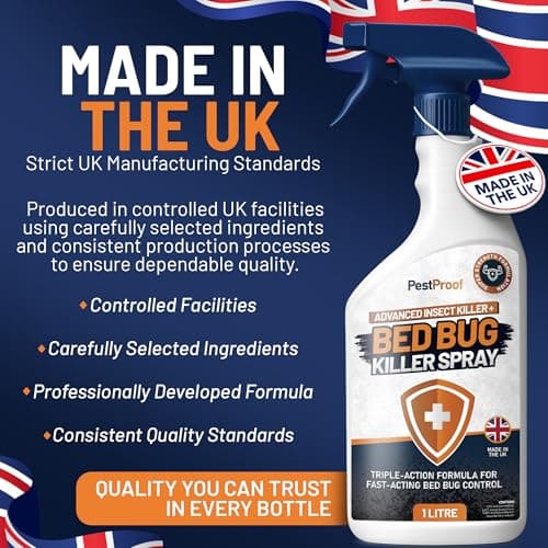 Bed Bug Killer Spray - Made in The UK (1L Bottle) Bed Bug Spray Quickly Kills Bed Bugs at All Life Stages, Long Lasting Carpet Bug Killer Spray Protection Bed Bug Spray for Mattress and Bed Frames — view 3