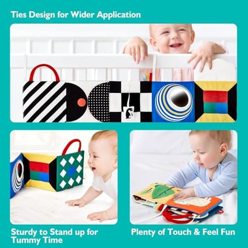 hahaland Baby Sensory Toys 0-6 Months High Contrast Tummy Time Soft Book — view 3