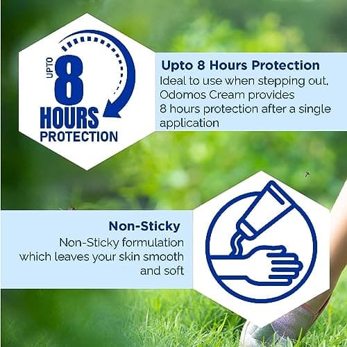 Odomos Non-Sticky Mosquito Insect Repellent Cream with Vitamin E & Almond | Protection from Mosquitoes | 8 Hours Protection in Single Application from Bugs Wasps | Safe on Skin | 2 x 100g — view 6