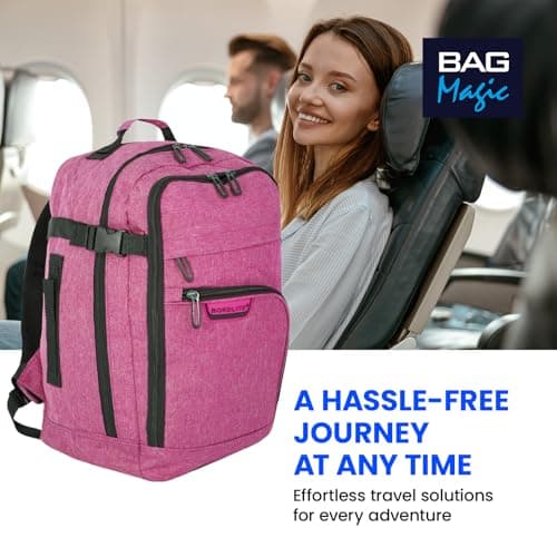 Bordlite Travel Underseat Cabin Approved Backpack, Lightweight Travel Rucksack, Premium Carry on Bag, 40x20x25cm - Pink — view 6