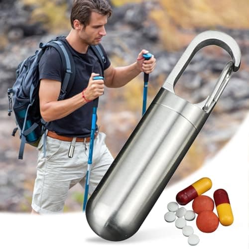 Daily Pill Organizer - Stainless Steel Keychain, Portable — view 6
