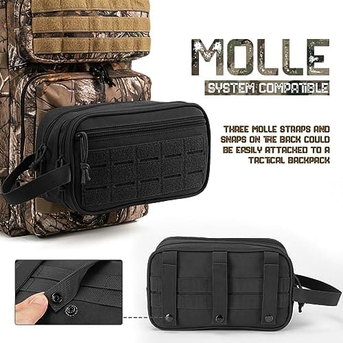 QT&QY Tactical Toiletry Bag for Men Hygiene Bag EDC Military Tool Molle Pouches Small Dopp Kit Mens Shaving Kit Travel Shower Bags with UK Patch — view 5