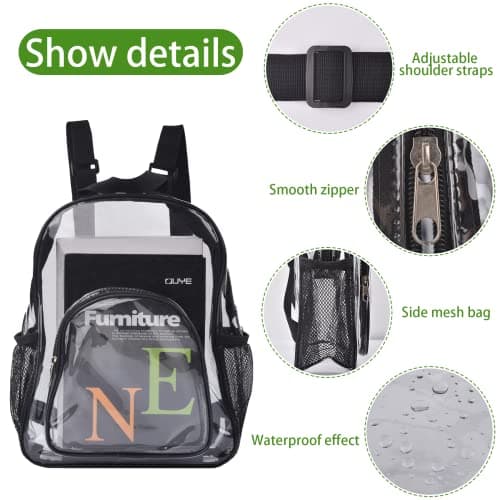 DIYJEP Transparent Bag PVC Waterproof, Clear Backpack — view 3