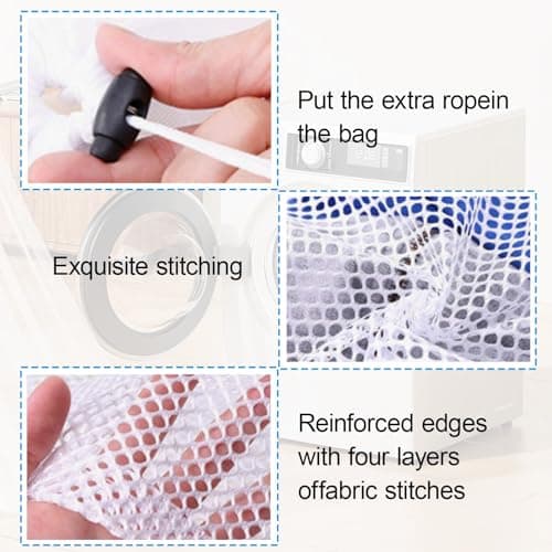2 Pcs Reusable Mesh Laundry Bags with Drawstrings, 30 x 40cm, White — view 3