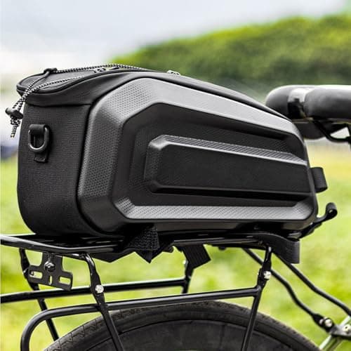 doorslay Bike Rack Bag, 10L Large Capacity Rainproof Commuter Travel Outdoor Bike Saddle Bag with Reflective Strips, for Rear Rack Storage Black (YA693) — view 4