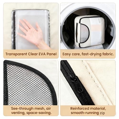 6PC Travel Packing Cubes for Suitcase,Clear Luggage Organiser Set-Off White — view 4