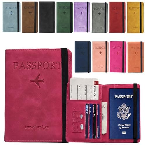 AlezyB 1X Pink RFID Passport Holder Cover & Travel Wallet, RFID Blocking Organiser for Tickets, Cash & Cards,Credit Cards Holder, Airport Essentials Passport Case for Men & Women, Travel Accessories — view 2
