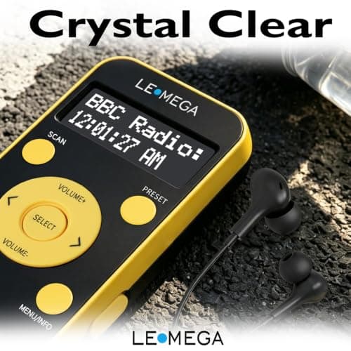 LEMEGA PR1L Pocket DAB/FM Digital Radio,Rechargeable,Earphones Incl,Yellow — view 6