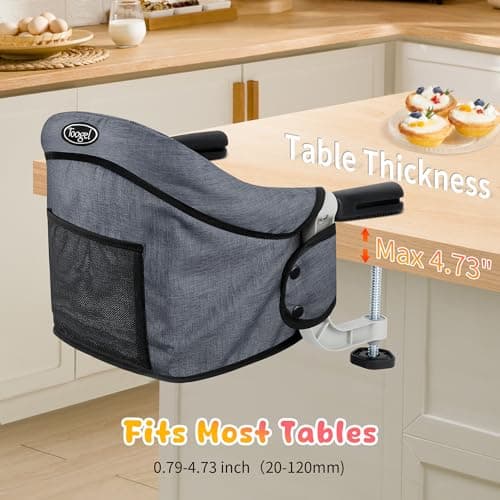 Toogel Hook-On High Chair, Foldable Portable Seat for 6-36 Months, Grey — view 2