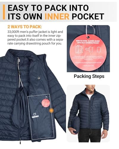 33,000ft Men's Puffer Jacket Packable Water resistant Quilted Jacket — view 2
