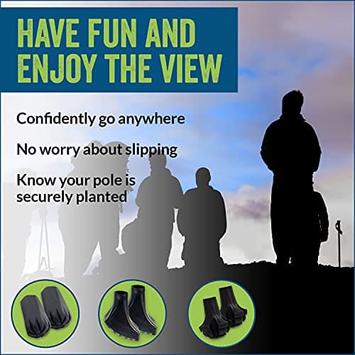 Four Pack of Extra Durable Rubber Replacement Tips (Replacement Feet/Paws/Ferrules/Caps) for Trekking Poles - Fits All Standard Hiking and Walking Poles (Round (2) & Medium Tapered (2), 4 Pack) — view 6