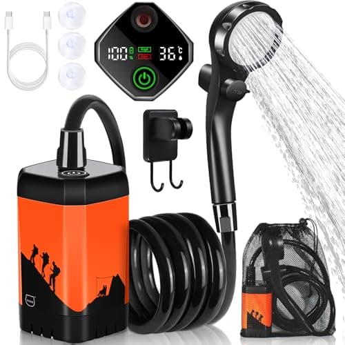 7800mAh Upgrade Portable Camping Shower with Digital Display & Temperature