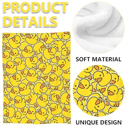 JYJLLM 3PCS Yellow Duck Blanket Set, Soft Flannel Throw 72x102cm with 2 Silicone 3D Duck Keychains for Adult Couch Bed Travel Gift — view 6