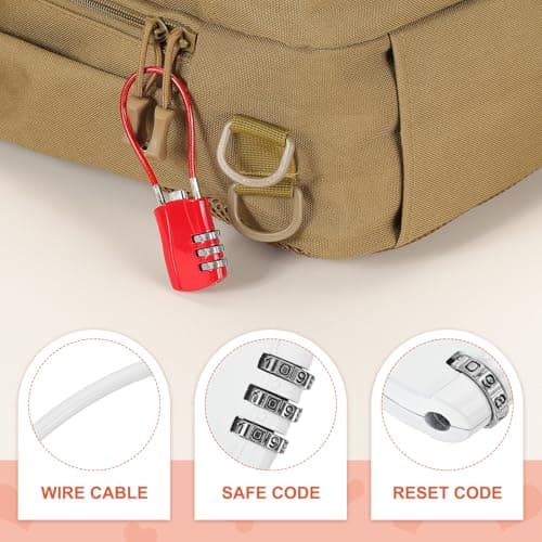 sourcing map 2 Pcs Luggage Travel Lock, 3 Digit Cable Combination Lock 30mm Width Body with 13.5cm Long Cable for Suitcase Bag Cabinets Small Fences Gym, White — view 3