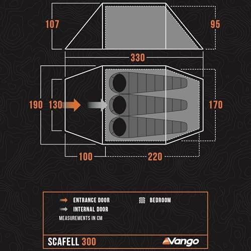 Vango Scafell Tent Hiking Backpacking Wild Camping | DofE Recommended Kit | Waterproof, Easy Setup, Lightweight, Compact | Alloy Poles & 3000mm HH Material (300 (3 Person)) — view 5