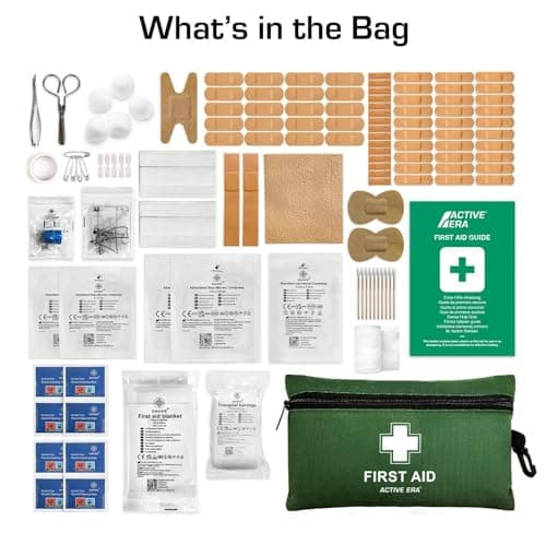 120 Piece Premium First Aid Kit Travel Bag - Includes Bandages and Dressings, Extra-Strong Metal Scissors and Emergency Car Blanket for Home, Office, Caravan, Workplace — view 3