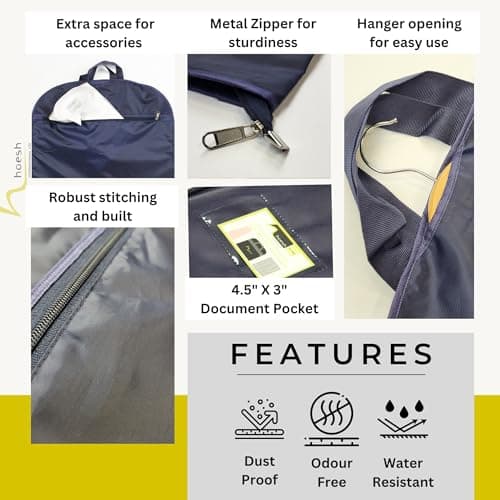Hoesh International Waterproof Foldable Travel Men Suit Carrier 44" (Navy) — view 3