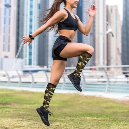 aipoase Compression Socks Knee High Circulation Support Socks For Women Men Athletic Running Hiking Cycling, Camo, One Size — view 2