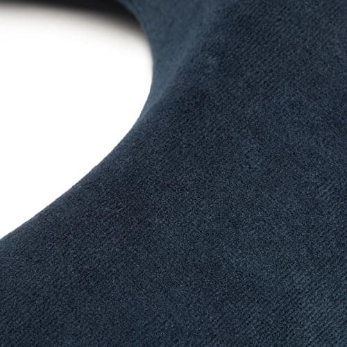 Amazon Basics Memory Foam Travel Neck Pillow with Removable Cover and Elastic Carrying Strap, Navy Blue, Semicircular — view 5