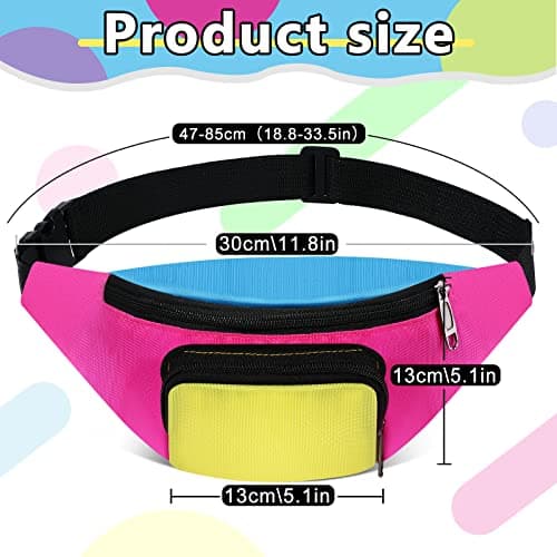 Neon Fanny Pack 4 Pack 80s Halloween Costume Accessories Waist Bag — view 2