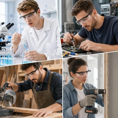 8 Pack Safety Glasses, Adjustable Anti-Fog Protective Eyewear with Clear Polycarbonate Lenses, Lightweight Safety Goggles for DIY, Laboratory, Construction, Gardening, Sports and Workshop Us — view 5