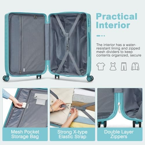 Supercase 23kg Large Suitcase with 4 Wheels ABS+PC Hard Shell Trolley Case Lightweight Check in Hold Luggage with TSA Lock — view 6