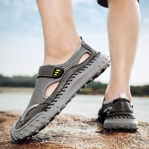 Rojeam Men's Sandals Non-Slip Fisherman Sandals Summer Shoes for Travel, Beach & Casual, Grey, 7 UK — view 4