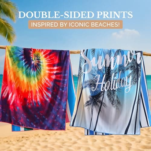 Casa Platino 2-Pack Oversized Microfiber Beach Towels – Extra Large 71"x32" Lightweight, Sand-Free, Quick-Dry – Travel, Swim, Pool, Yoga, Camping Towels for Adults & Kids – Beach Essentials - Lucifer — view 6