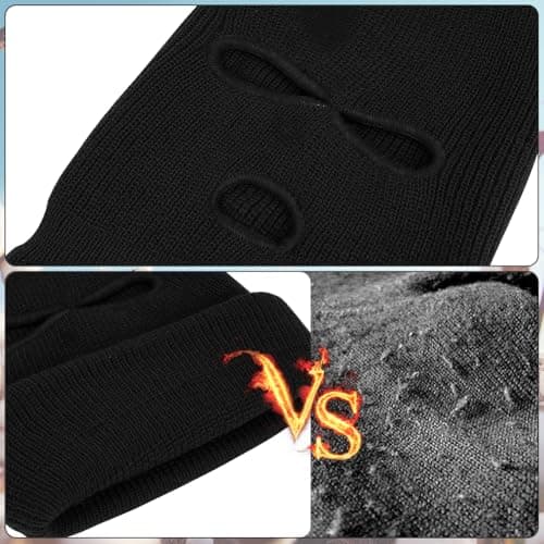 HAGOT 2 PCS 3 Hole Full Face Balaclava, Winter Knitted Balaclava, Ski Face Cover Unisex, Full Facecover for Outdoor Sports — view 5