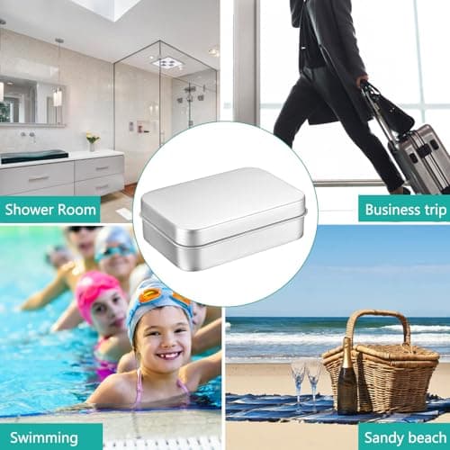 Tenbrachian 2 Pcs Travel Soap Cases, 150 ML Aluminum Soap Box, Soap Travel Case, Metal Soap Box, Soap Container, Leakproof Soap Dish Holder, Soap Tin with Draining & Lid(Rectangular) — view 6